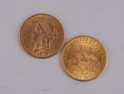 ETATS-UNIS, deux pièces de 20 dollars en or (900) Liberty He…
