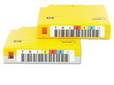 a couple of yellow boxes with a barcode on them