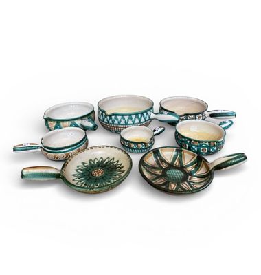 Robert PICAULT (1919-2000) Lot de 6 casseroles et 2 poêlons …