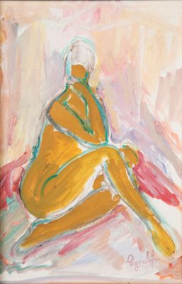 Raya SAFIR (1909-2004) Nu assis Gouache sur papier, cachet s…