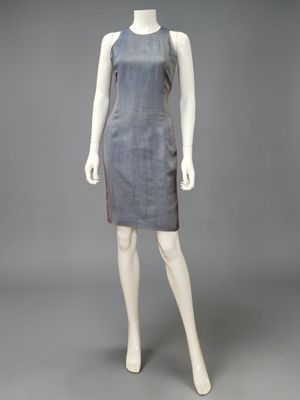 an image of a mannequin wearing a gray dress