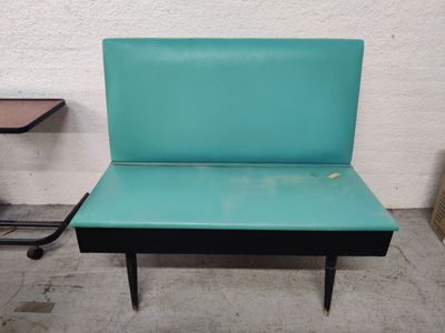 Banquette formant coffre en simili cuir bleu turquoise et bo…
