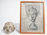 dessin représentant la tête d'un homme, à côté d'un dessin encadré représentant la tête d'un homme