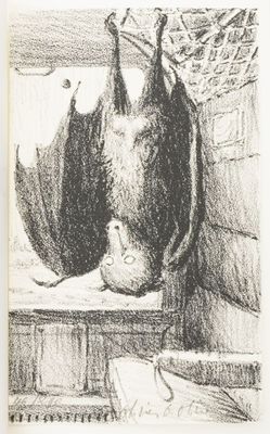 an image of a drawing of two pears hanging from a tree
