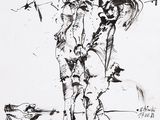 dessin d'un homme et d'une femme debout l'un à côté de l'autre