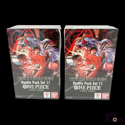two boxes of one piece card game with a picture of two people