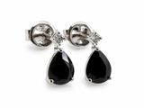 pair of black and white diamond earrings on a white background