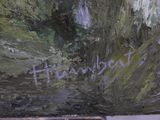 an image of a painting of a man with a hat on a bench
