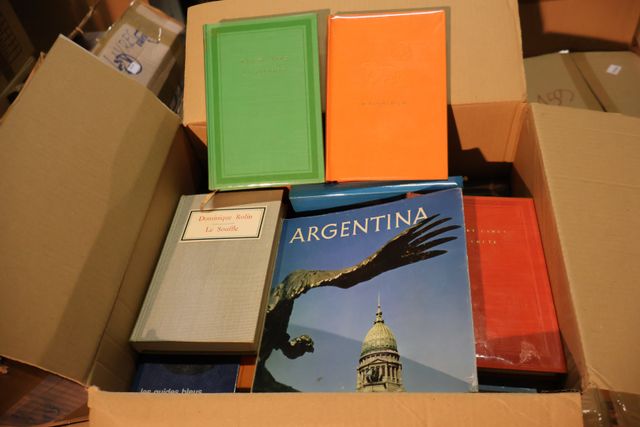 Lot de 4 cartons dont littérature moderne , œuvres de ZOLA , ouvr...