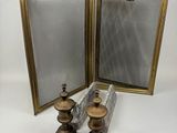 paire de cadres photo anciens en laiton avec vitres