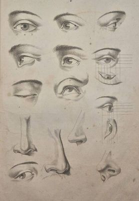 croquis représentant les yeux et le nez d'un homme