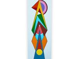 a painting of a colorful abstract piece of art on a white wall
