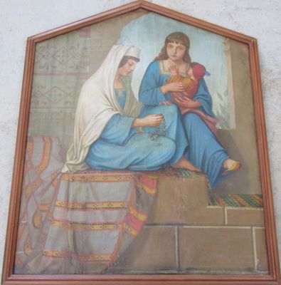 Peinture sur cuir, Scène religieuse.