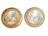 paire d'assiettes en porcelaine peintes à la main, datant du XIXe siècle