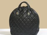 chanel black quilted bowler bag