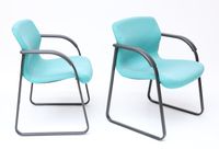 KNOLL - Paire de fauteuils à structure métallique laquée mar… (photo 2)