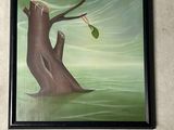 une photo d'un tableau représentant un arbre avec une feuille