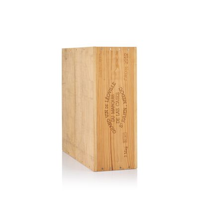 a wooden box that has a label on it