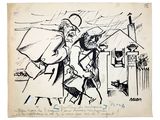 an image of a drawing of a man and a woman walking in the rain