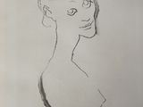 pencil drawing of a woman ' s profile in profile with her eyes closed