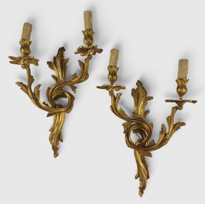 paire d'appliques murales anciennes de style Louis II
