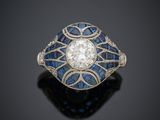 bague art déco en diamant et saphir
