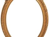 an oval gold frame with a white background and a white background