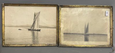 deux photos encadrées représentant un voilier et un voilier sur l'eau