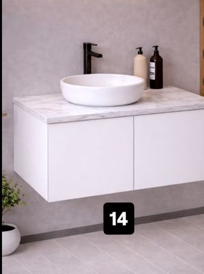 Ensemble meuble de salle de bain 100 cm OSKAB – Blanc avec v…