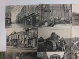 many old photos of people and vehicles on the street