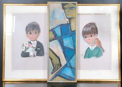 Lot : - L'arlequin. Huile sur panneau OSB, signature illisib…