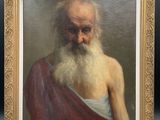 a painting of an old man with a long beard and a red robe