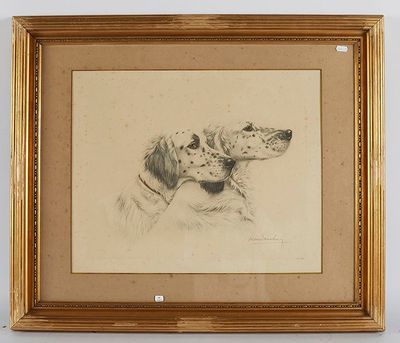 dessin d'un chien dans un cadre accroché au mur