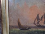 a picture of a painting of a boat in the water