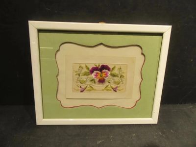 359.47 - CARTE BRODEE "PENSEE" ENCADREE Lg 25.