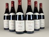 six bouteilles de vin rouge sont alignées