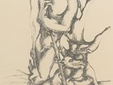 une image représentant un dessin d'un homme et d'un chien