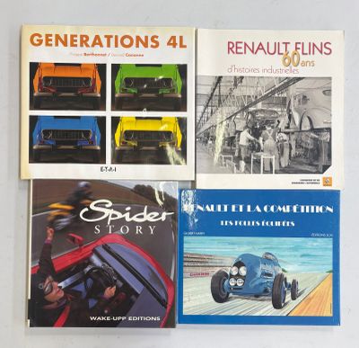trois livres posés sur une table, avec une photo d'une voiture de course et d'autres livres