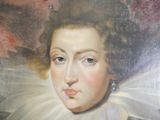 tableau représentant une femme en robe blanche, coiffée d'un foulard