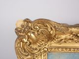 a gold frame with a picture of a lion on it