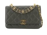 a chanel black quilted leather shoulder bag with gold hardware