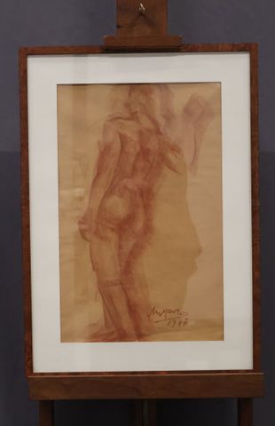 Mania MAVRO (1889-1969) « Nu ». Sanguine. Signé en bas à droite e...