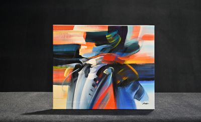 Ecole du XXe siècle Composition abstraite en bleu, violet ro…