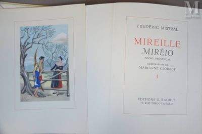 un livre ouvert sur une illustration représentant une femme et un homme assis sur un banc