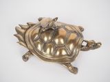 a gold turtle on a white background with a white background