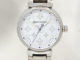Montre Louis Vuitton pour femme avec bracelet en cuir blanc