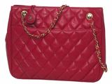 chanel red quilted leather tote bag with gold hardware