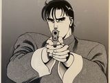 an image of a drawing of a man holding a gun