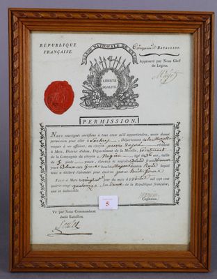 REPUBLIQUE FRANCAISE, GARDE NATIONALE de METZ - Cinquième Ba…