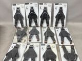 lot of assorted black and white plastic figures on display